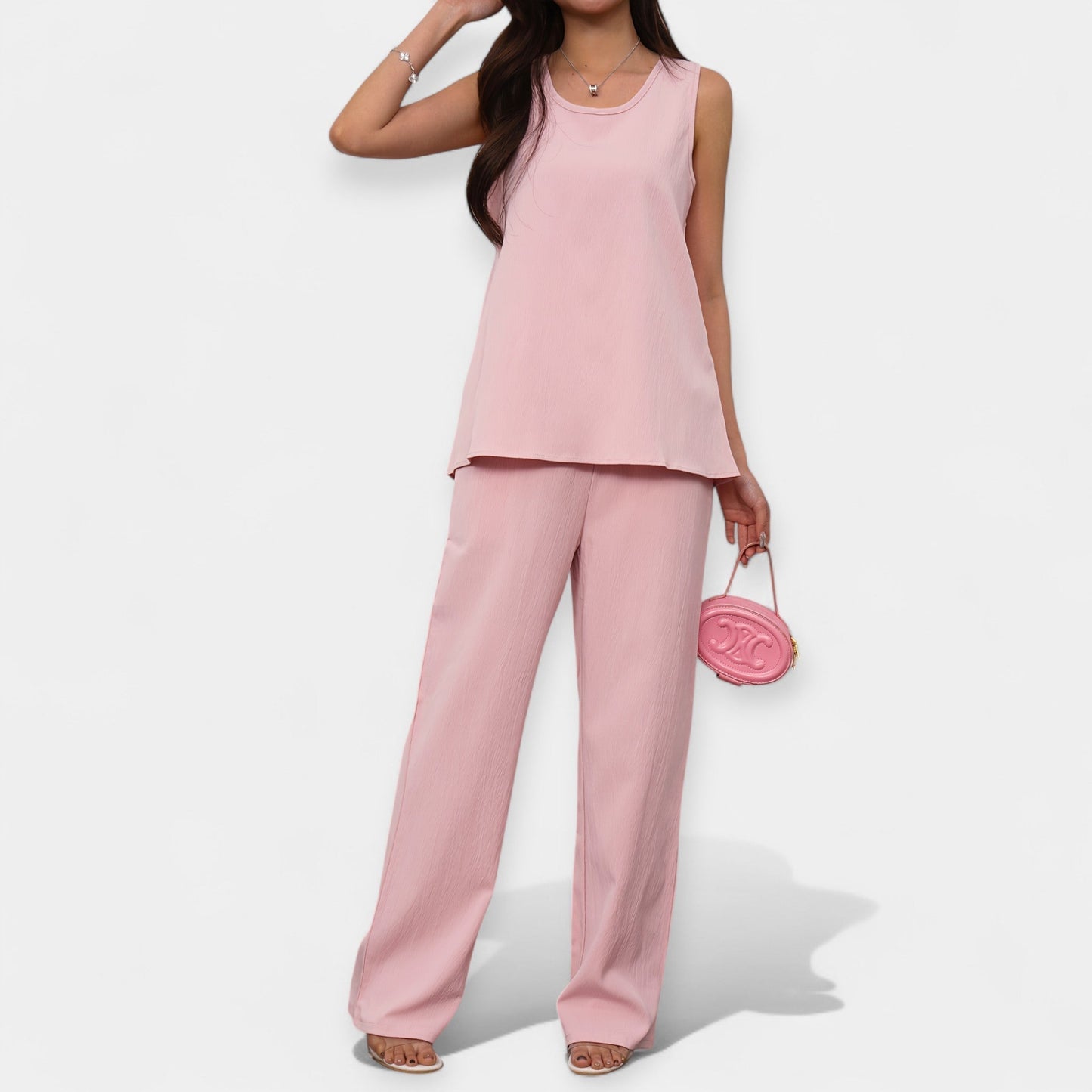 Casual Set with Sleeveless Top and Wide Trousers