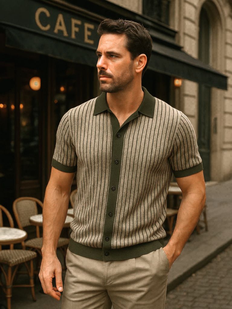 Striped Knit Polo