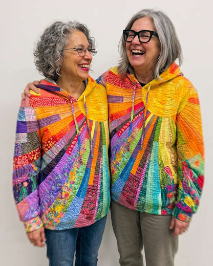 Dawnella™ | Bohemian Multicolor Patchwork Hoodie