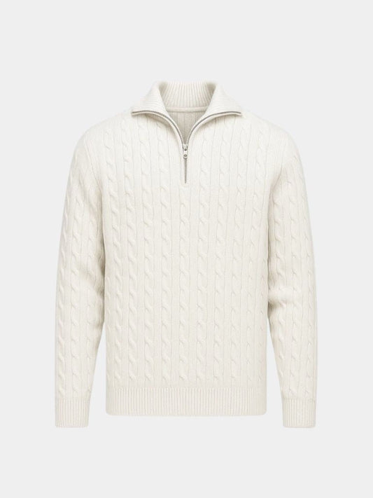 Cable Knit Sweater with Zip