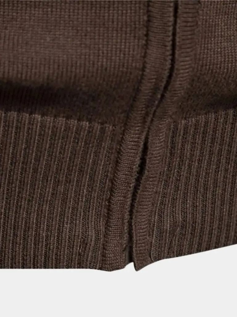 Cardigan Sweater with Zipper and Stand-Up Collar