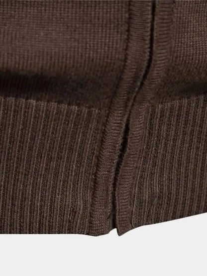 Cardigan Sweater with Zip and Stand-Up Collar