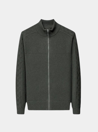Cashmere Zip Sweater with Knitted Roll Neck