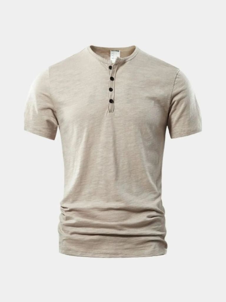 Basic Casual Henley Neck T-Shirt