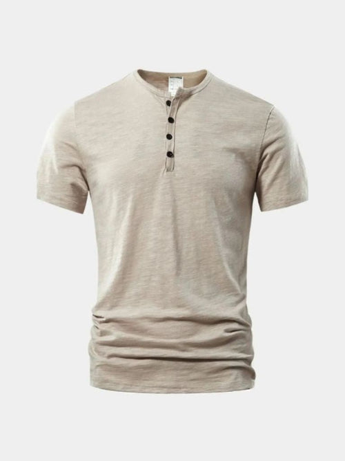 Basic Casual Henley Neck T-Shirt