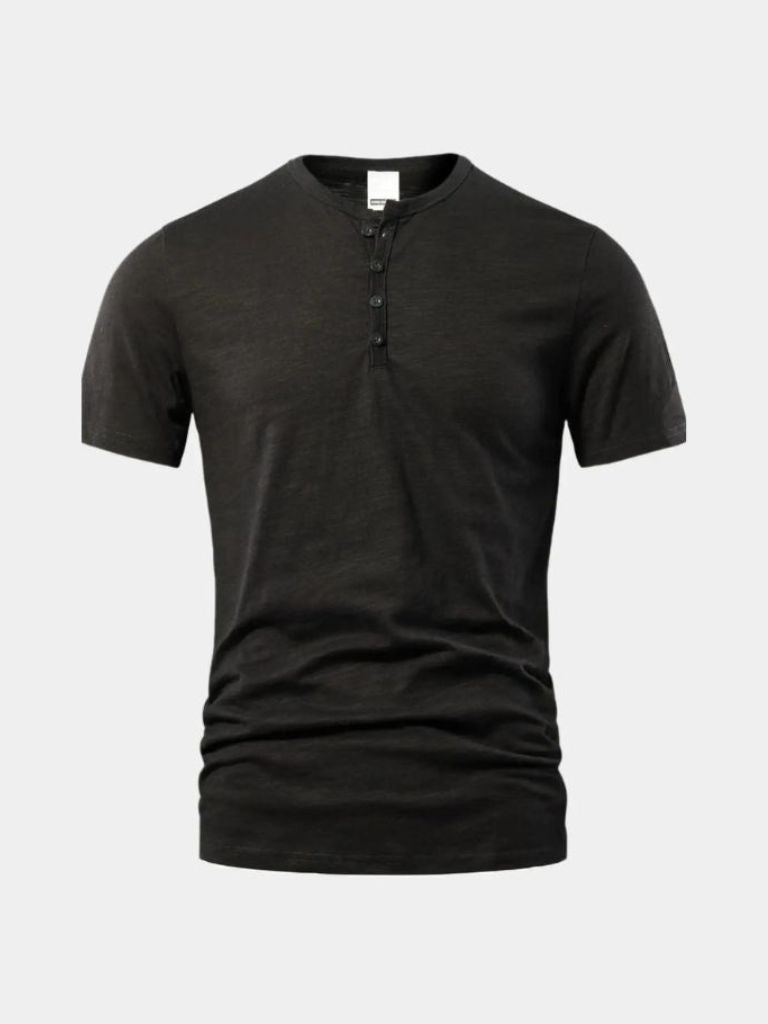 Basic Casual Henley Neck T-Shirt
