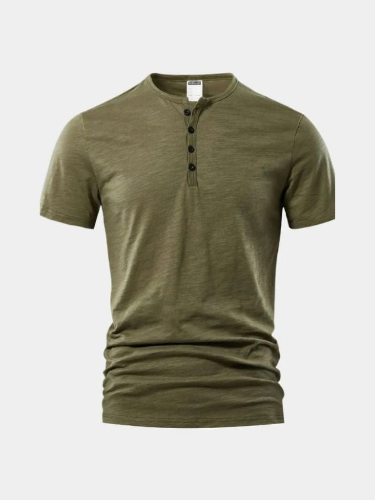 Basic Casual Henley Neck T-Shirt