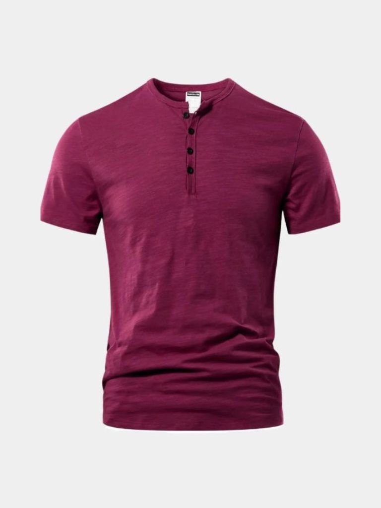 Basic Casual Henley Neck T-Shirt