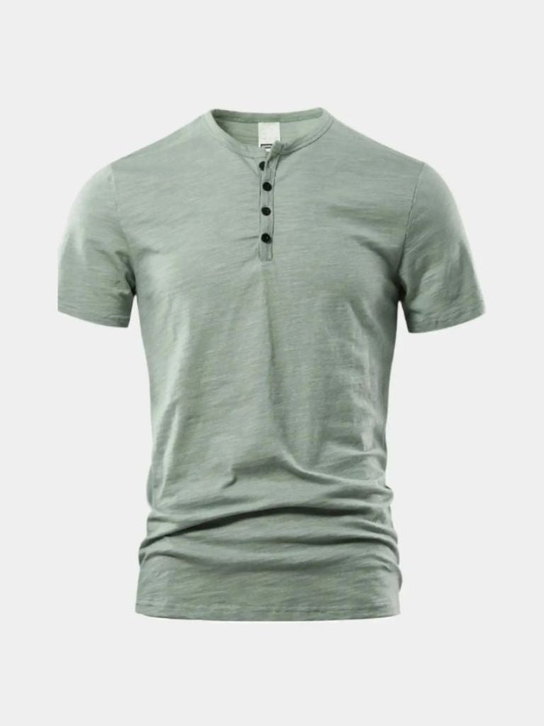Basic Casual Henley Neck T-Shirt