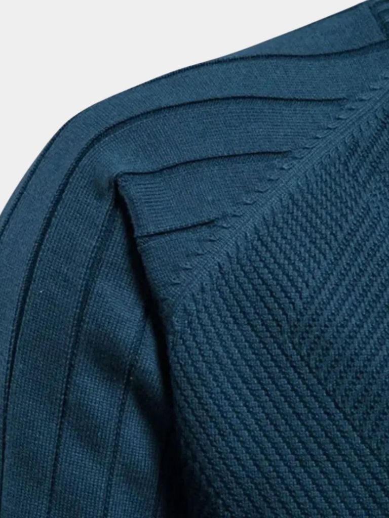 Zip-Up Jacquard Knit Cardigan
