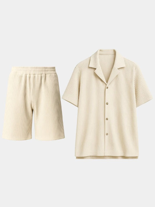 Minimalist Shorts and Shirt Set in Corduroy Fabric