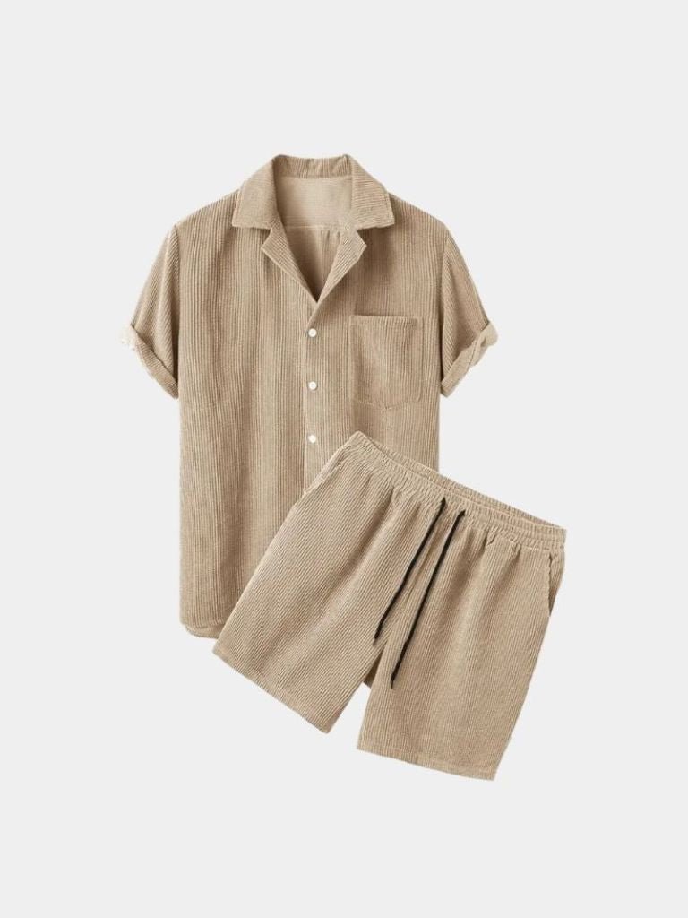 Minimalist Shorts and Shirt Set in Corduroy Material