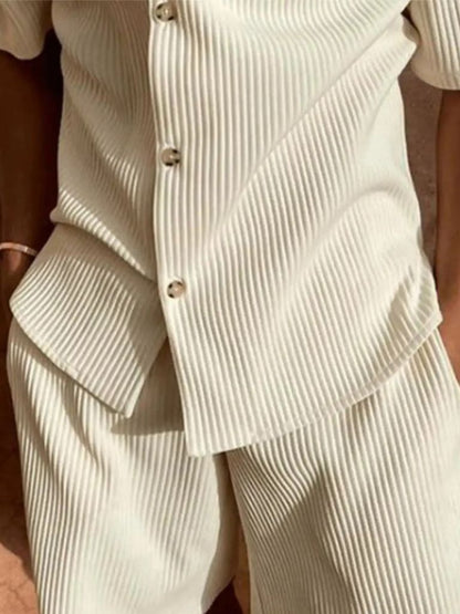 Minimalist Velour Shorts and Shirt Set
