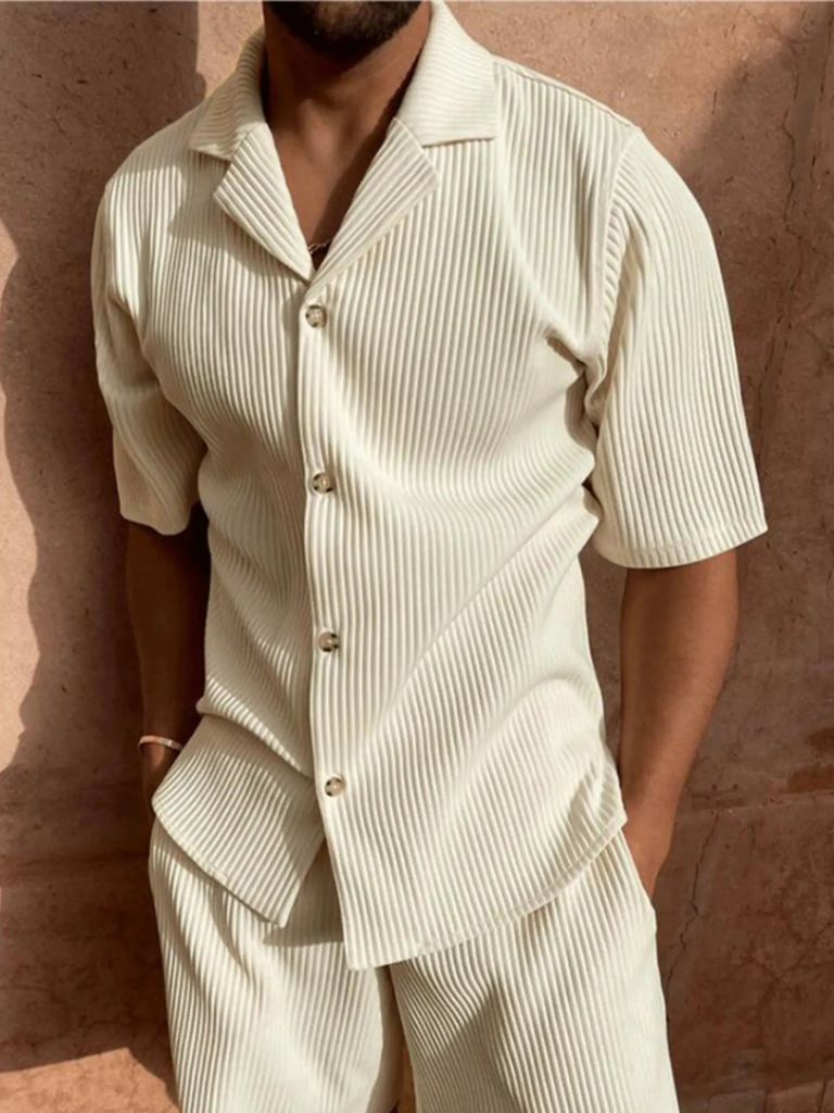 Minimalist Velour Shorts and Shirt Set