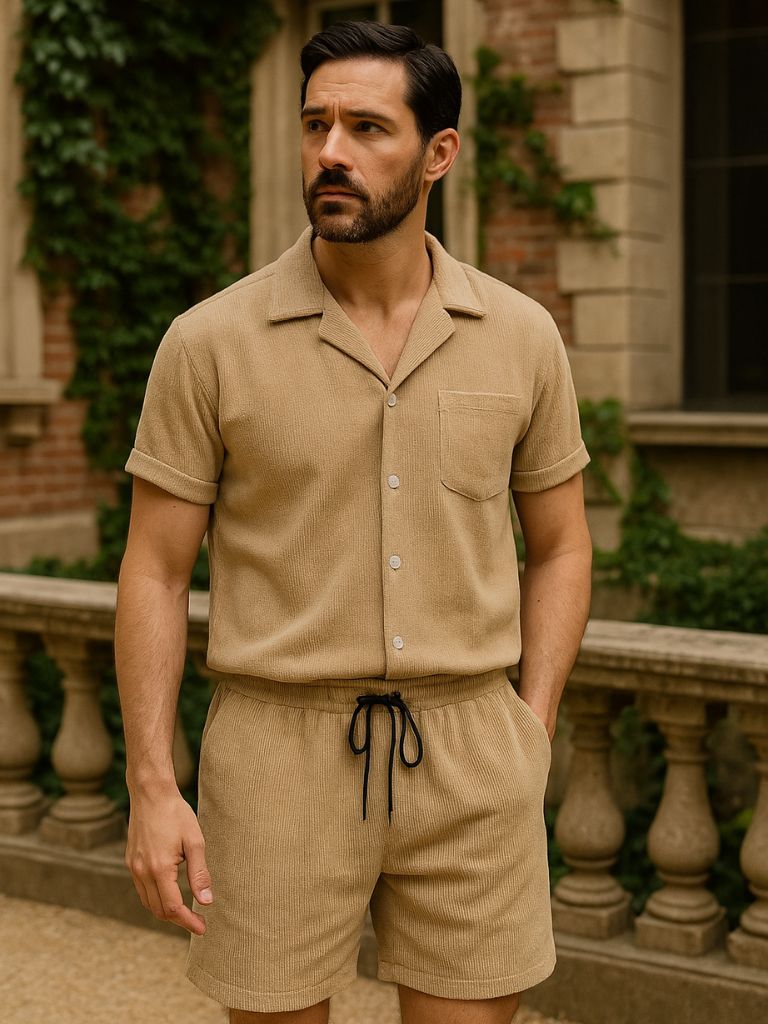 Minimalist Shorts and Shirt Set in Velour