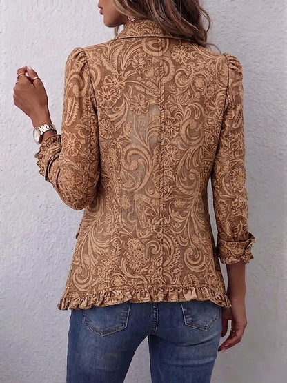 Vyclara™ | Vintage Bohemian Floral Print Ruffled Jacket