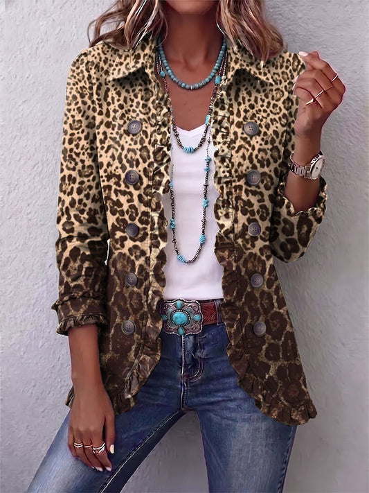 Navara™ | Leopard Print Ruffled Jacket