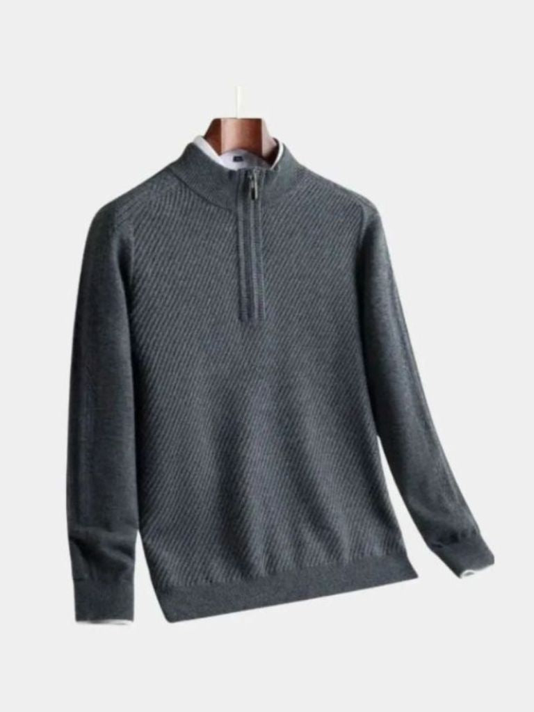 Wool Sweater Stripe Quarter Zip