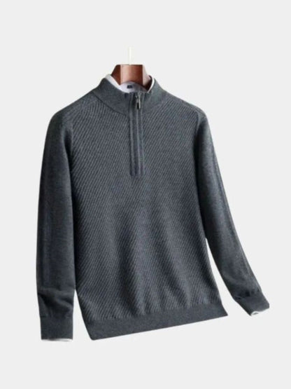 Wool Sweater Stripe Quarter Zip