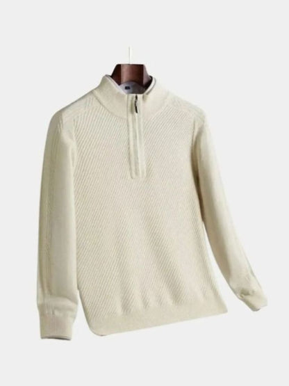 Wool Sweater Stripe Quarter Zip