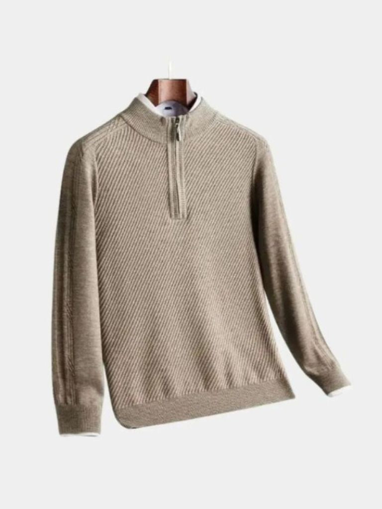 Wool Sweater Stripe Quarter Zip