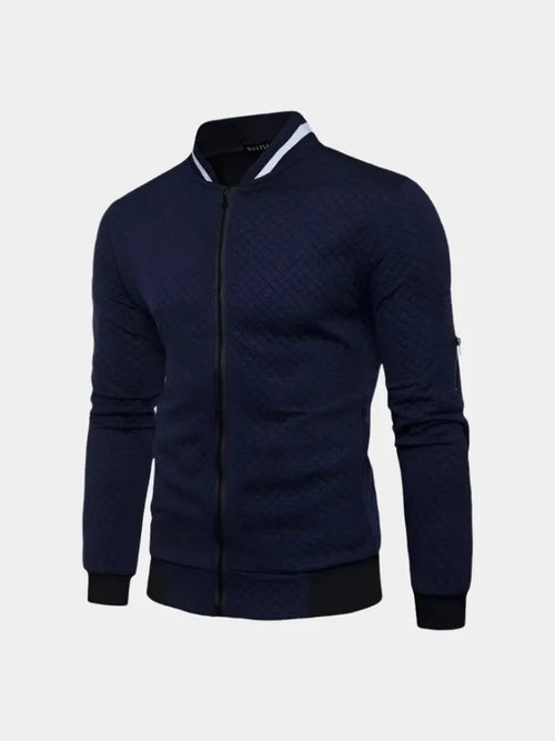 Textured Casual Bomber Jacket